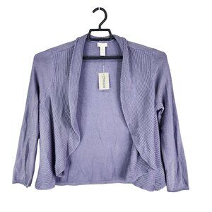 Womens Purple Chicos Open Front Cardigan knit Sweater Long Sleeve Size 2